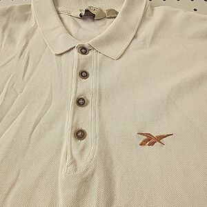 Reebok Golf Polo Shirt Mens XL Vintage Off White Pique Cotton Short Sleeve